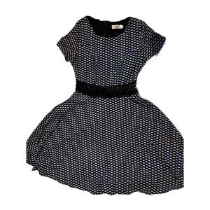 A Line Cap Sleeve dress Sz M Lace Blue Black Diamond Y2k Grunge‎ Whimsy career